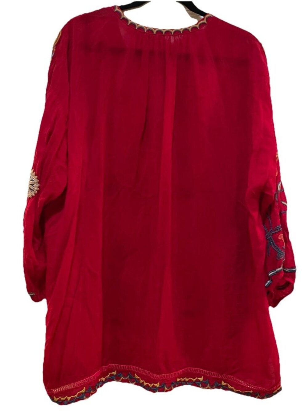 JOHNNY WAS Red "Mayson" Floral Embroidered  3/4 Length Sleeves Tunic Shirt Sz 2X - Picture 15 of 15